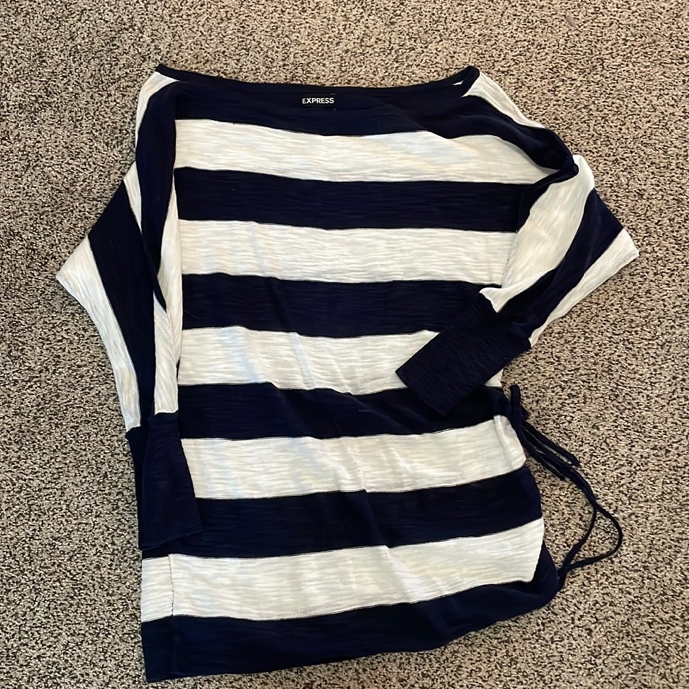 Navy and white striped top